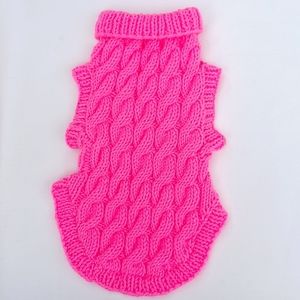 Handmade Knit Cabled Dog Coat NEW- Sz. Sm